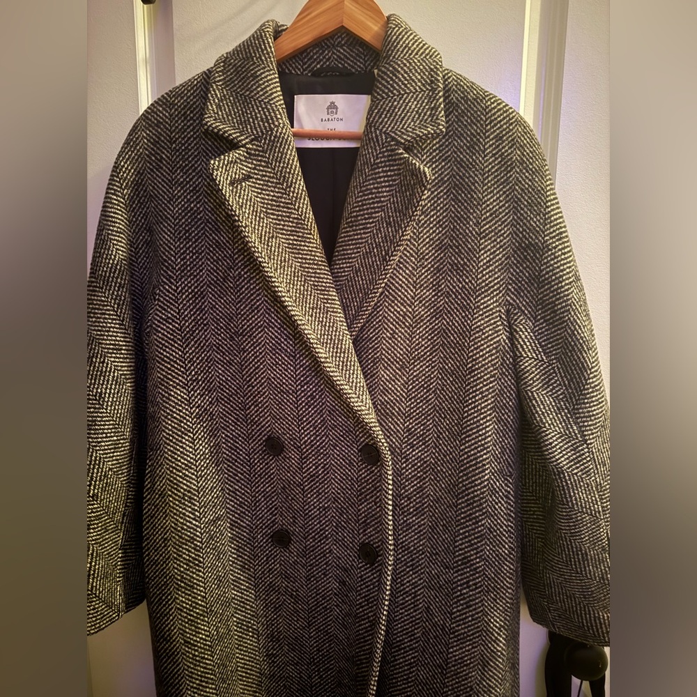 Aritzia slouch in herringbone Black and white wool Coat - Picture 13 of 14
